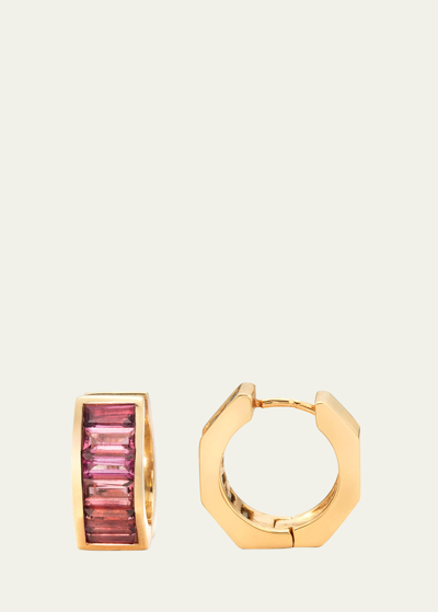 Shop Jolly Bijou 14k Rose Gold Otto Rhodolite Garnet Earrings In Rg