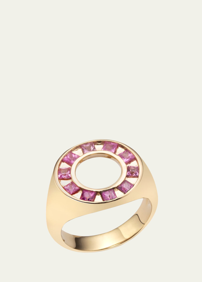 Shop Jolly Bijou 14k Gold Full Moon Pink Sapphire Ring In Yg