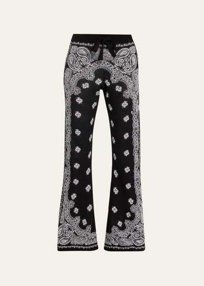 Shop Amiri Bandana Print Drawstring Wide-leg Pants In Black