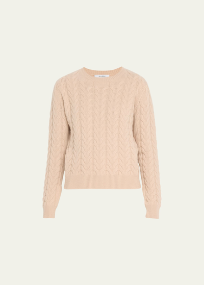 Shop Max Mara Odessa Cable Cashmere Sweater In Pink