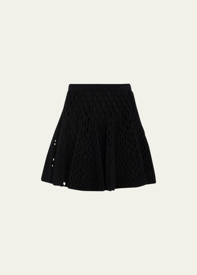 Shop Alaïa Cage Laser-cut Mini Skirt In Noir Alaia