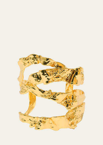 Shop Alexis Bittar Brut Sculptural Ribbon Wide Cuff Bracelet In Gold