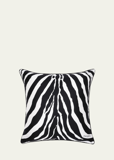 Shop Dolce & Gabbana Allover Zebra Silk Cushion, 18" In White