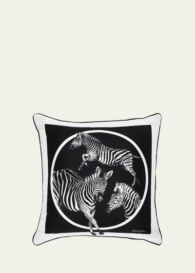 Shop Dolce & Gabbana Zebra Silk Cushion, 18" In Black