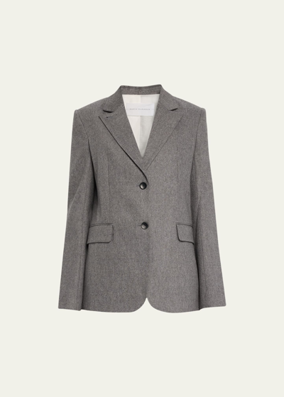 Shop Maria Mcmanus Oversized Wool-cashmere Convertible Blazer In Charcoal