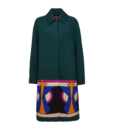 Shop La Doublej Wool-blend Appliqué Intarsia Coat In Green