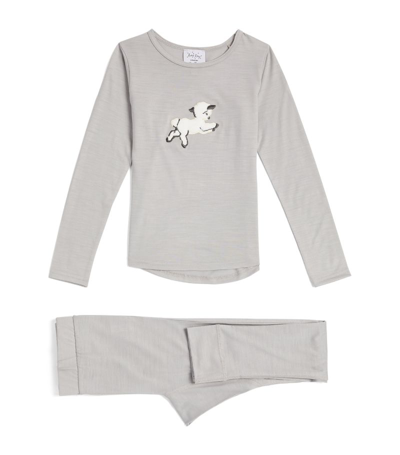 Shop Smalls Merino Fluffy Lamb Pyjama Set (3-8 Years) In Grey