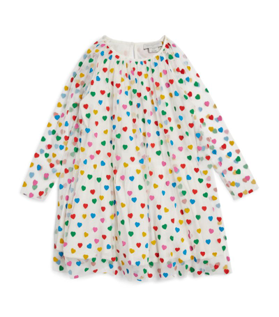 Shop Stella Mccartney Kids Tulle Heart Print Dress (3-14+ Years) In Multi