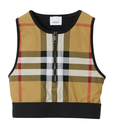 Shop Burberry House Check Crop Top In Black