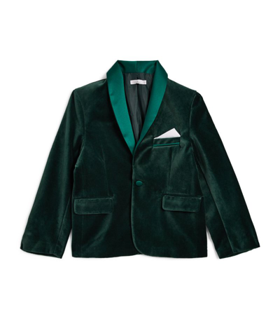 Shop Patachou Velvet Tuxedo Jacket (3-12 Years) In Green