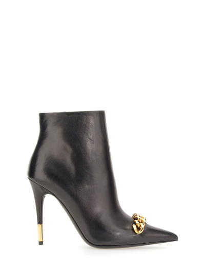 Tom Ford Chain-linked Stiletto-heel Boots In Black