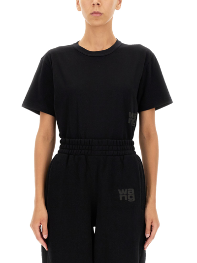 Shop Alexander Wang T Embossed Logo T-shirt In Black