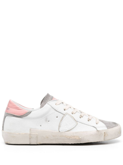 Shop Philippe Model Paris Low Sneakers - White And Grey In Grigio