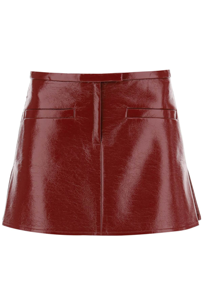 Shop Courrèges Vinyl Mini Skirt In Groseille (red)