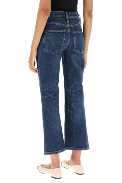 Shop Tory Burch Cropped Flared Jeans In Aged Dark Wash (blue)