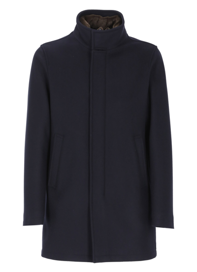 Shop Herno Wool Padded Coat In Blue