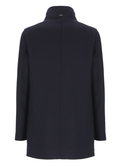 Shop Herno Wool Padded Coat In Blue