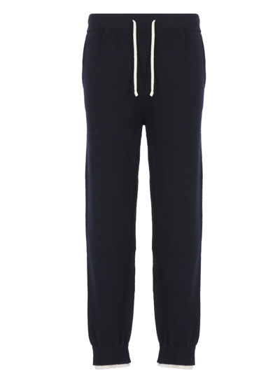 Shop Msgm Wool And Cashmere Pants In Blue