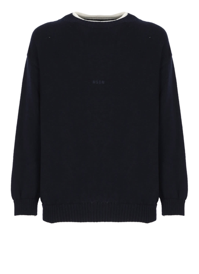 Shop Msgm Wool And Cashmere Sweater In Blue