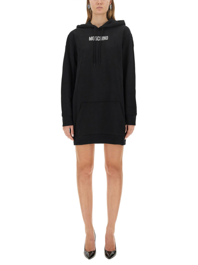 Shop Moschino Sweatshirt Dress In Nero