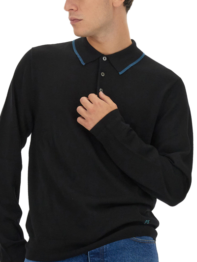 Shop Ps By Paul Smith Polo With Logo In Nero