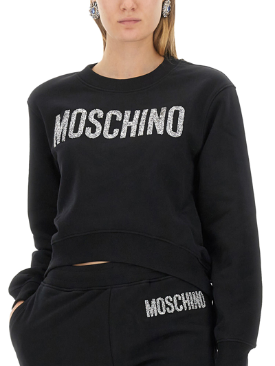 Shop Moschino Sweatshirt With Logo In Nero
