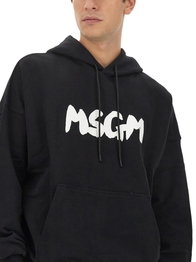 Shop Msgm Sweatshirt With Logo In Nero