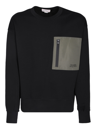 Shop Alexander Mcqueen Contrasting Pocket Sweatshirt In Black