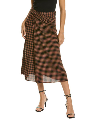 Shop A.l.c . Eden Wool-blend Midi Skirt In Brown