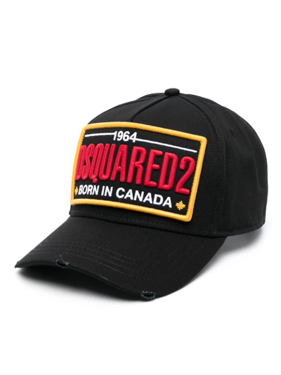 Shop Dsquared2 Black Baseball Cap With Embroidered Patch In Nero