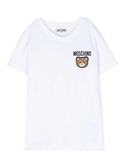 Shop Moschino White T-shirt With Teddy Logo In Bianco