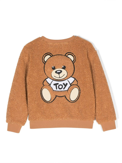 Shop Moschino Teddy Bear Sweatshirt In Caramel Colour In Marrone