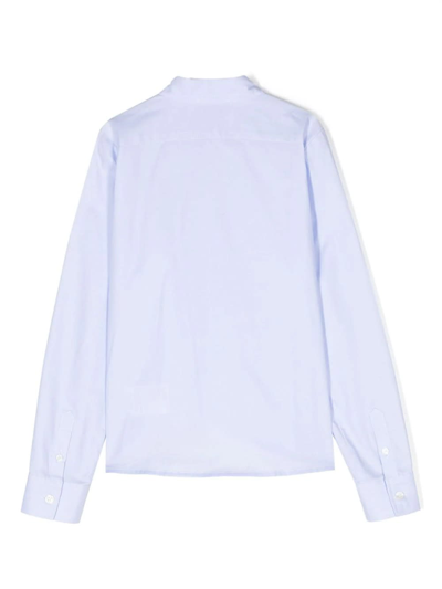 Shop Moschino Light Blue Oxford Cotton Shirt With Teddy Patch