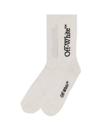 Shop Off-white Socks With Logo In Bianco