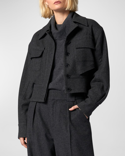 Shop Equipment Gabriel Button-down Cropped Wool Jacket In Charcoal Heather
