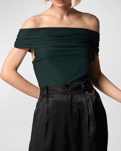 Shop Equipment Yelena Off-shoulder Jersey Blouse In Scarab