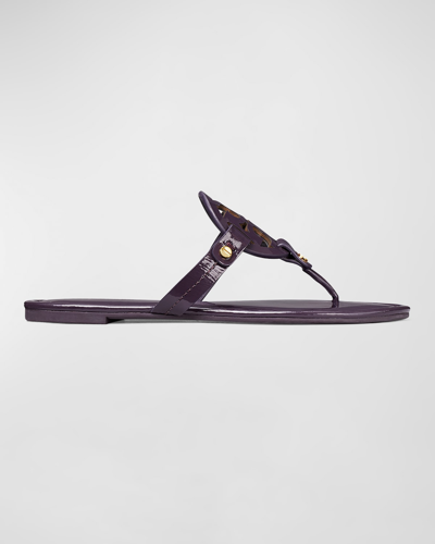 Shop Tory Burch Miller Patent Leather Sandals In Purple Moon