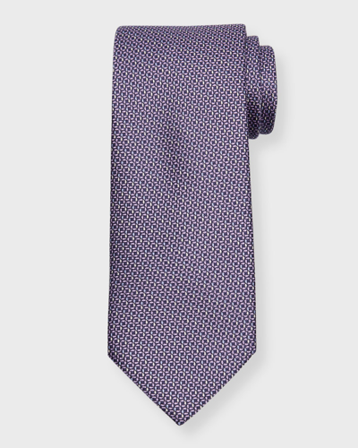 Shop Brioni Men's Micro-circle Silk Tie In Rose