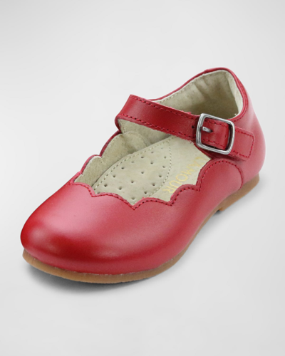Shop L'amour Shoes Girl's Sonia Scalloped Flats, Baby/toddlers In Red