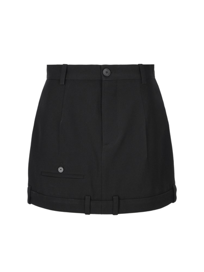 Shop Balenciaga Twill Deconstructed Mini Skirt In Black