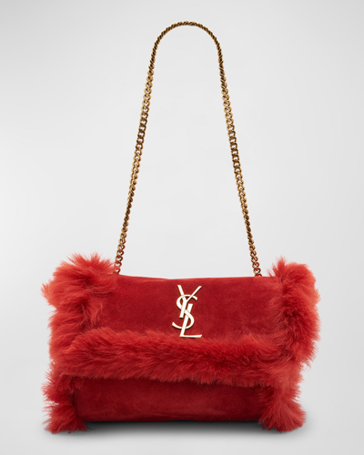 Saint Laurent Small Kate Reversible Chain Bag in Pavot Rouge