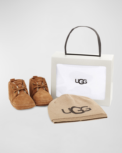 Shop Ugg Neumel Suede Boots With Logo Beanie, Baby
