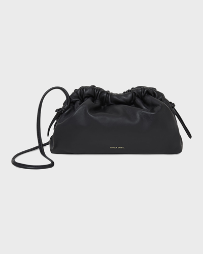 Shop Mansur Gavriel Mini Lambskin Cloud Clutch Bag In Black/flamma