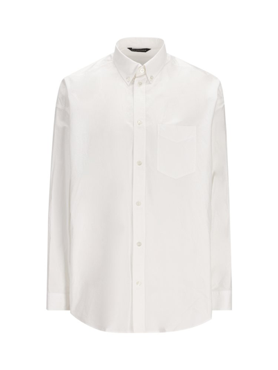 Shop Balenciaga Logo Printed Oversized Shirt In White