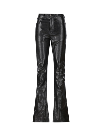 Shop Balenciaga Flared Leather Pants In Black