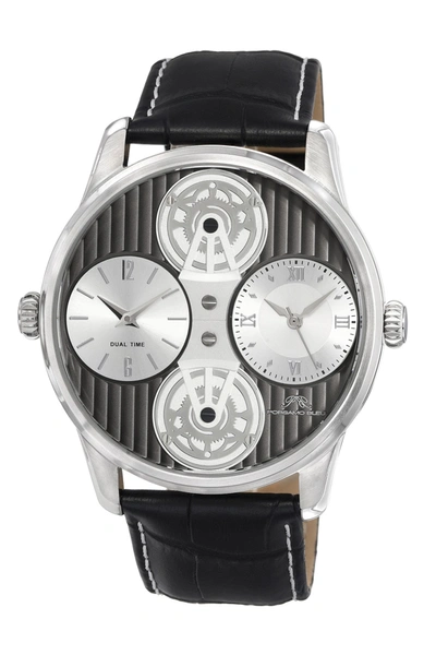 Shop Porsamo Bleu Benedict Men's Two Movement Silver And Grey Watch In Black