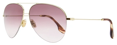 Shop Victoria Beckham Women's Aviator Sunglasses Vb90s 712 Gold/burgundy 62mm In Purple