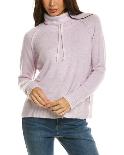 Shop Forte Cashmere Plaited Drawstring Funnel Cashmere Sweater In Purple
