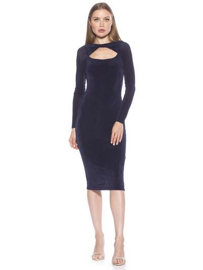 Alexia Admor Tanya Twist Front Cutout Midi Dress In Blue