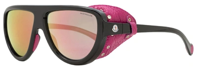 Shop Moncler Unisex Shield Sunglasses Ml0089 01z Black/pink Leather 57mm In Multi
